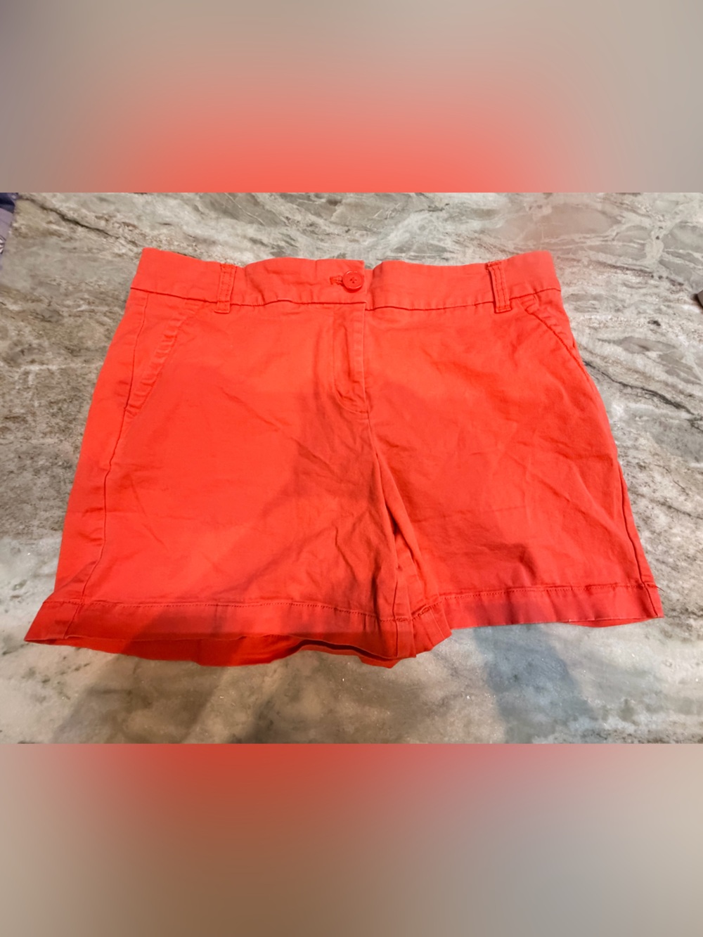 Crown & Ivy Chino Shorts Size 10 Coral Orange Stretch Cotton Preppy